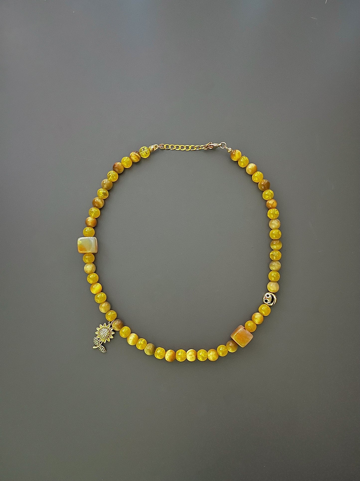 LIMITED EDITION: Sunflower and Gold Tiger Eye necklace