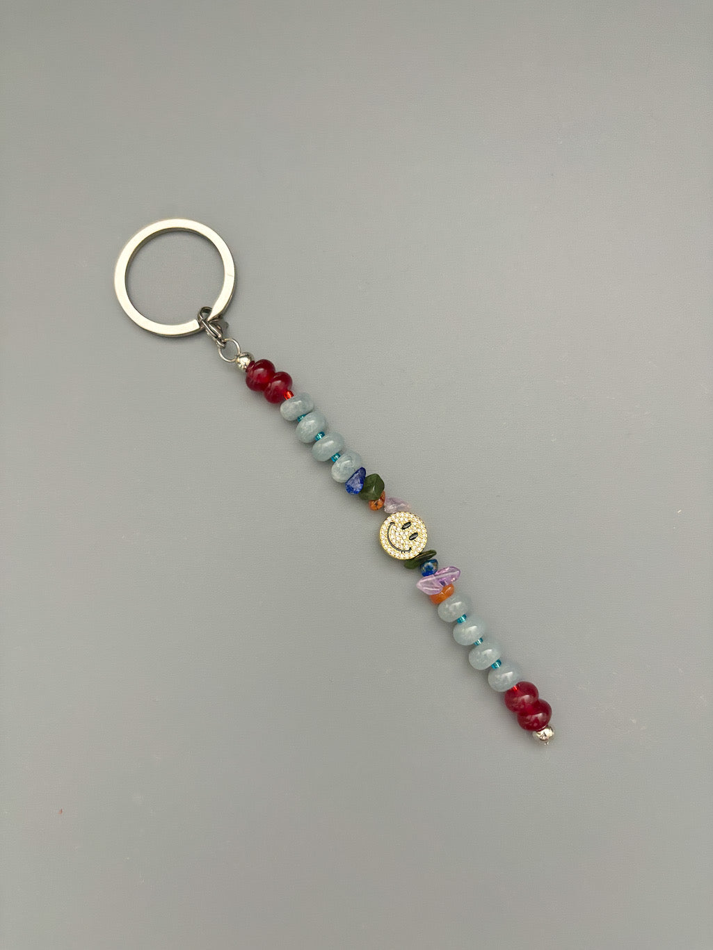 Rhinestone Smiley Keychain