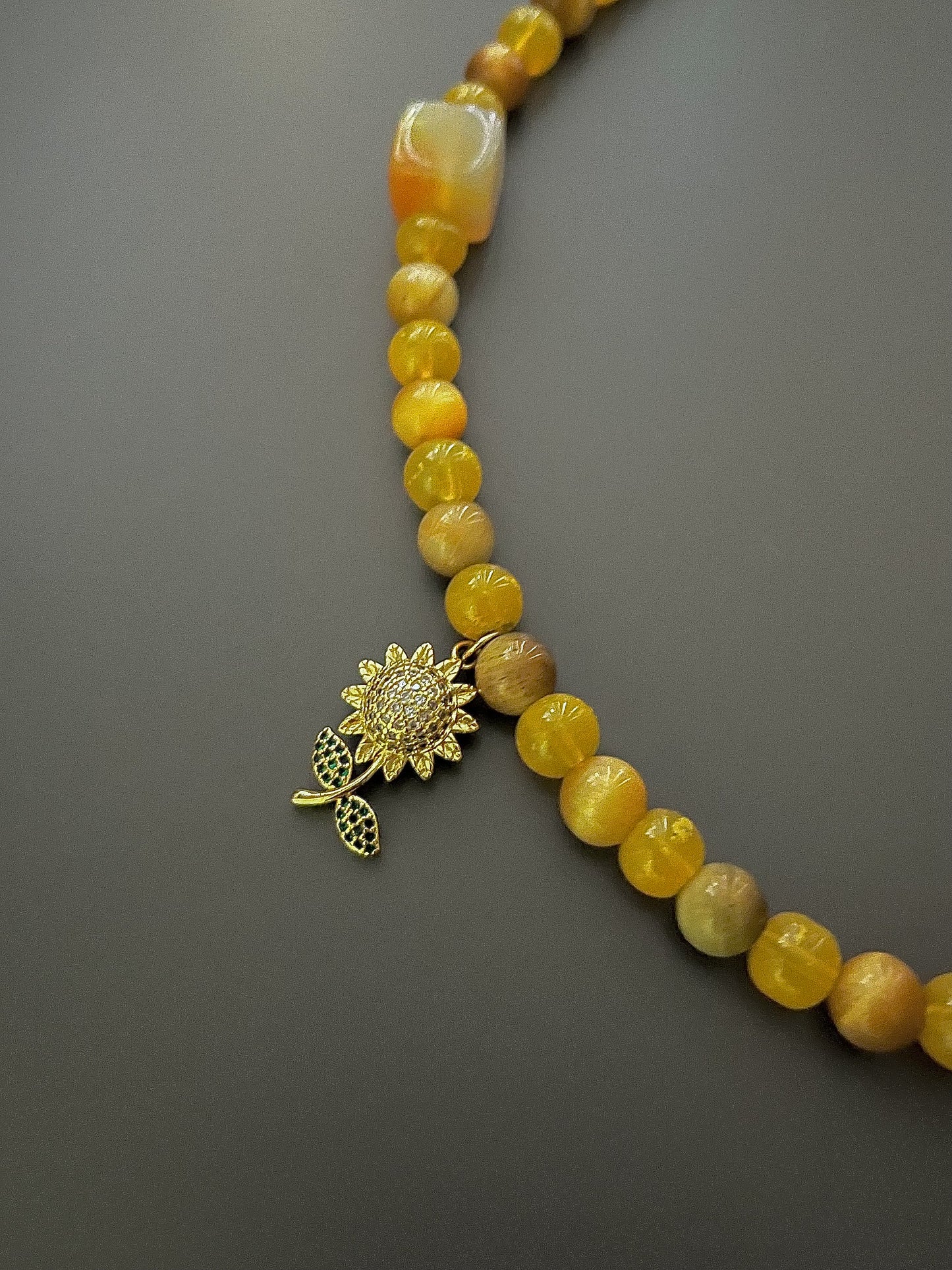 LIMITED EDITION: Sunflower and Gold Tiger Eye necklace