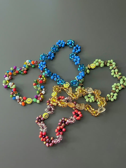 Multi Colored Flower Beaded Bracelet