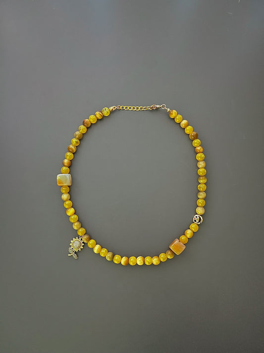 LIMITED EDITION: Sunflower and Gold Tiger Eye necklace