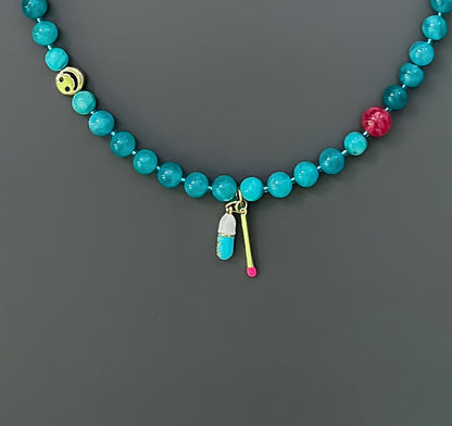 LIMITED EDITION: Blue Amazonite Pill + Match Necklace