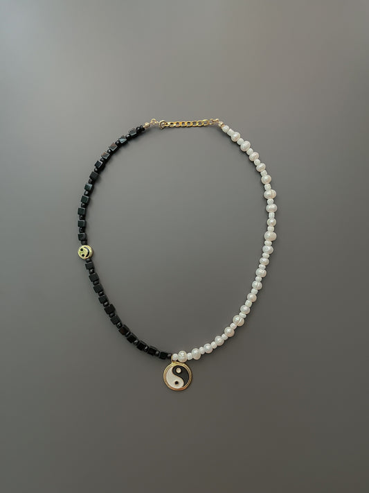 Yin-yang Pendant and Pearl Necklace